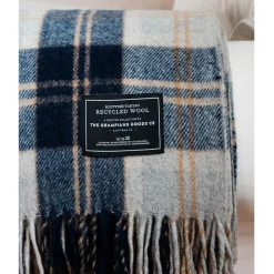 Best Sale ⭐ The Grampians Goods Co. Heritage Collection Recycled Wool Scottish Tartan Blanket In Navy 👏
