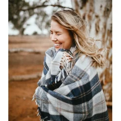 Best Sale ⭐ The Grampians Goods Co. Heritage Collection Recycled Wool Scottish Tartan Blanket In Navy 👏 -Linen House Sales Store unnamed file 1096