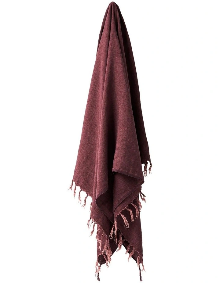 Budget π Aura Home Vintage Linen Fringe Throw In Syrah β 3 Budget π Aura Home Vintage Linen Fringe Throw In Syrah β