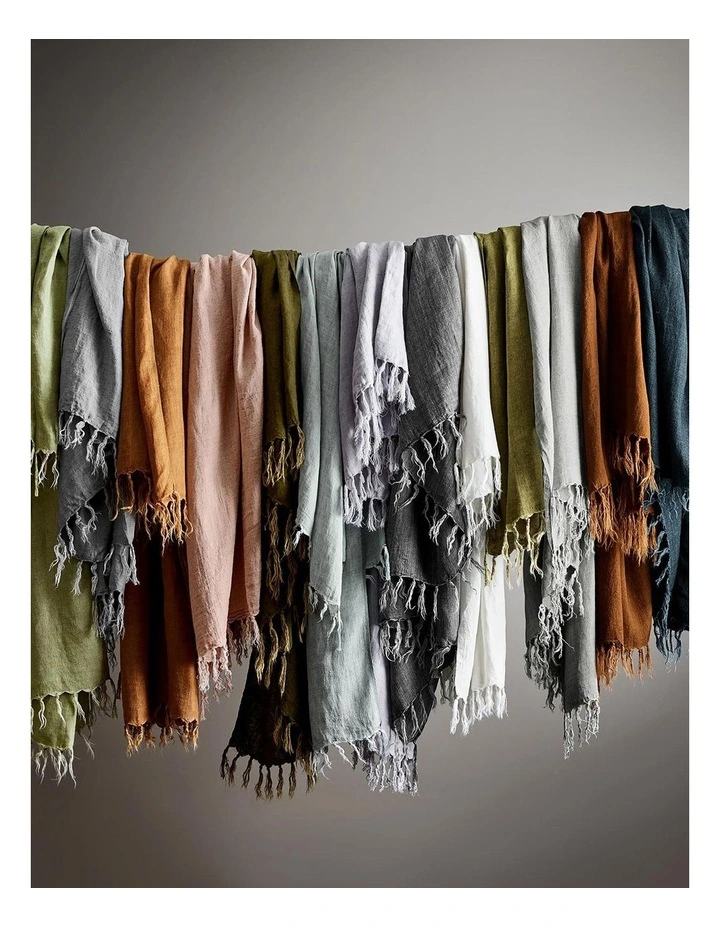 Budget π Aura Home Vintage Linen Fringe Throw In Syrah β 4 Budget π Aura Home Vintage Linen Fringe Throw In Syrah β - Image 2