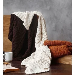 Best Pirce ???? M.M Linen Cable Knit Throw In Coffee ???? -Linen House Sales Store unnamed file 1156