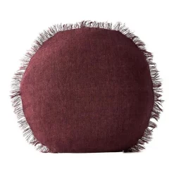 Best Pirce π― Aura Home Vintage Linen Fringe 55cm Round Cushion In Syrah π