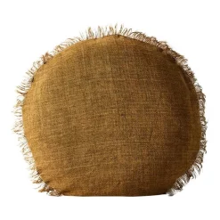 Deals 😉 Aura Home Vintage Linen Fringe 45cm Round Cushion In Bronze 🎉