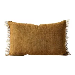 Best Pirce 🎉 Aura Home Vintage Linen Fringe Rectangle Cushion In Bronze 💯