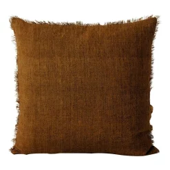Hot Sale 😍 Aura Home Vintage Linen Fringe Cushion Range In Tobacco 🤩