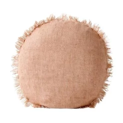 Cheapest π₯ Aura Home Vintage Linen Fringe 45cm Round Cushion In Clay β¨
