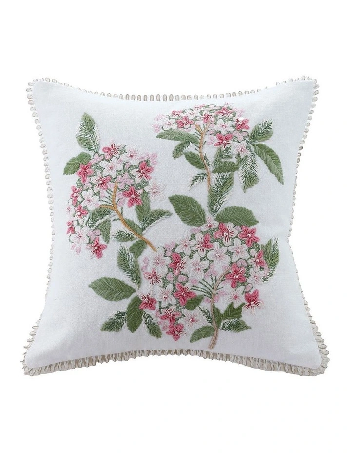 Budget π M.M Linen Posy Cushion In White/Pink π 3 Budget π M.M Linen Posy Cushion In White/Pink π