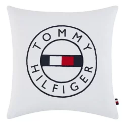 Wholesale 🎉 Tommy Hilfiger Circle Flag Cushion In White 😍