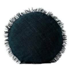 Top 10 👏 Aura Home Vintage Linen Fringe 45cm Round Cushion In Slate ⌛