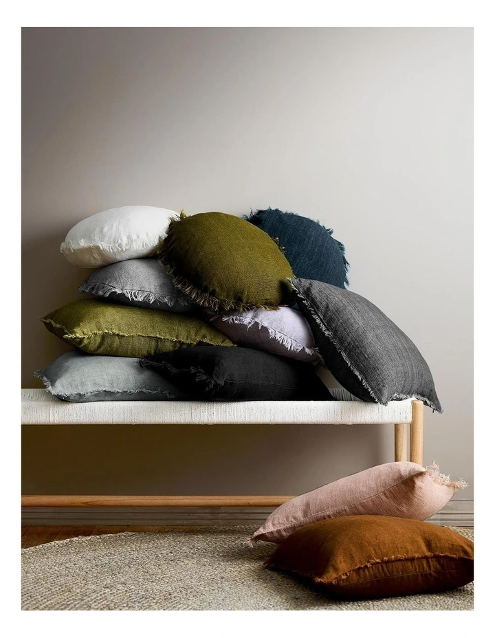 Top 10 π Aura Home Vintage Linen Fringe 45cm Round Cushion In Slate β 4 Top 10 π Aura Home Vintage Linen Fringe 45cm Round Cushion In Slate β - Image 2