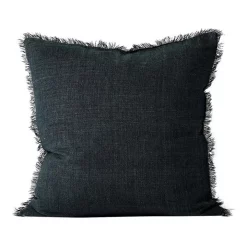 Hot Sale 😀 Aura Home Vintage Linen Fringe Cushion In Slate ❤️