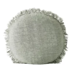Promo 🔥 Aura Home Vintage Linen Fringe 45cm Round Cushion In Sage 🛒