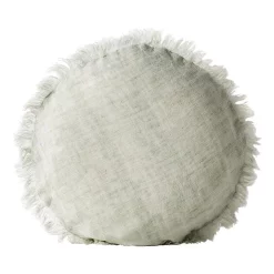 Discount 💯 Aura Home Vintage Linen Fringe 45cm Round Cushion In Fennel 🤩