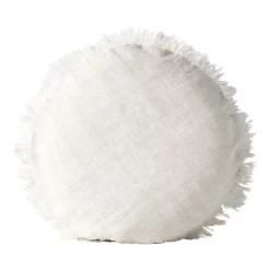 Hot Sale 🔔 Aura Home Vintage Linen Fringe 45cm Round Cushion In Sand 👍