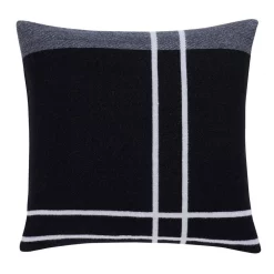 Hot Sale 🛒 Calvin Klein Reversible Plaid Logo Pillow In Anthracite ❤️