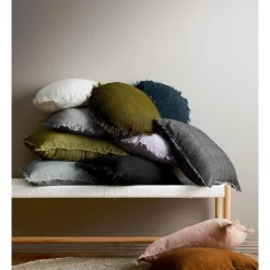 Brand new ⭐ Aura Home Vintage Linen Fringe Cushion Range Black ⌛ -Linen House Sales Store unnamed file 911