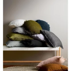 Top 10 ???? Aura Home Vintage Linen Fringe Rectangle Cushion In Smoke ???? -Linen House Sales Store unnamed file 952