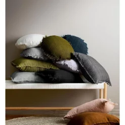 Brand new ❤️ Aura Home Vintage Linen Fringe Cushion In Smoke ???? -Linen House Sales Store unnamed file 954