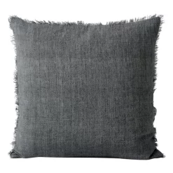 Discount 🔥 Aura Home Vintage Linen Fringe Cushion In Charcoal 👍